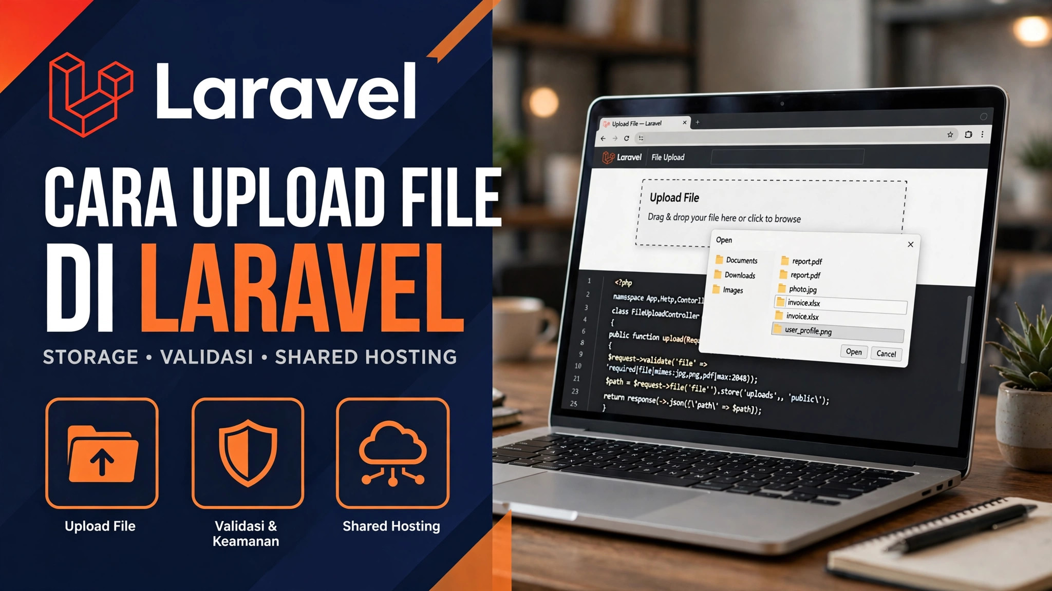 Cara Upload File di Laravel: Panduan Lengkap Storage, Validasi Keamanan & Trik Shared Hosting (2026)