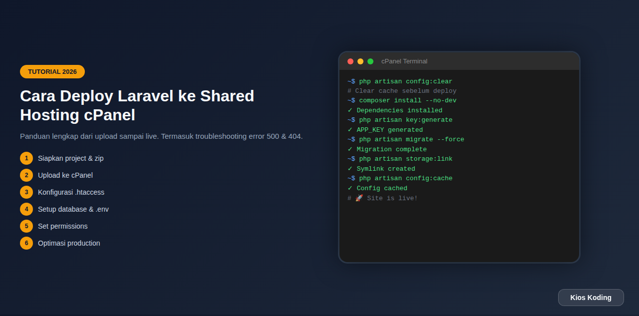 Cara Deploy Laravel ke Shared Hosting cPanel: Panduan Lengkap 2026