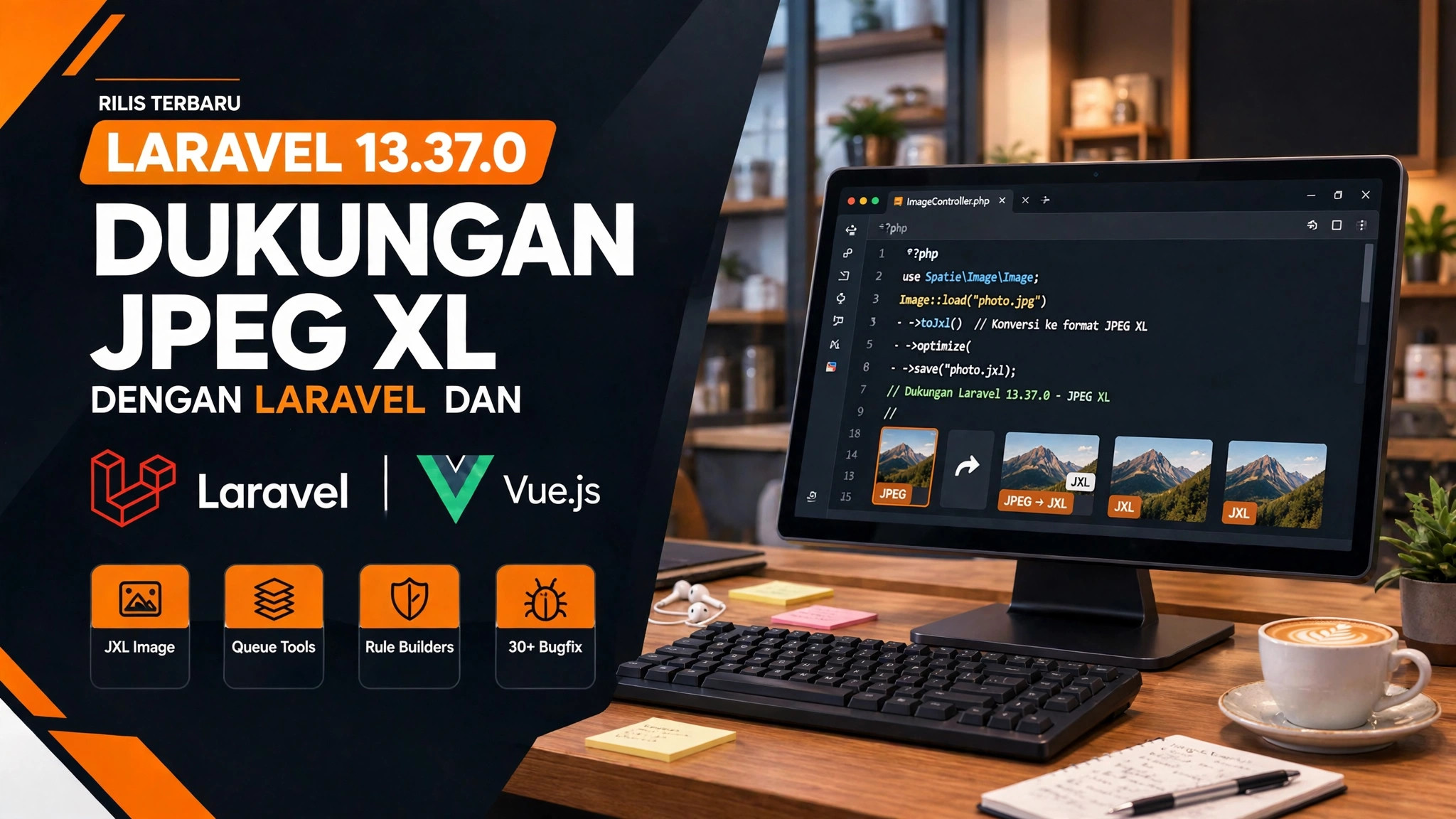 Laravel 13.37.0 Rilis 16 Oktober 2026: Dukungan JPEG XL, Queue Tools Baru & Dampaknya untuk Source Code Kamu