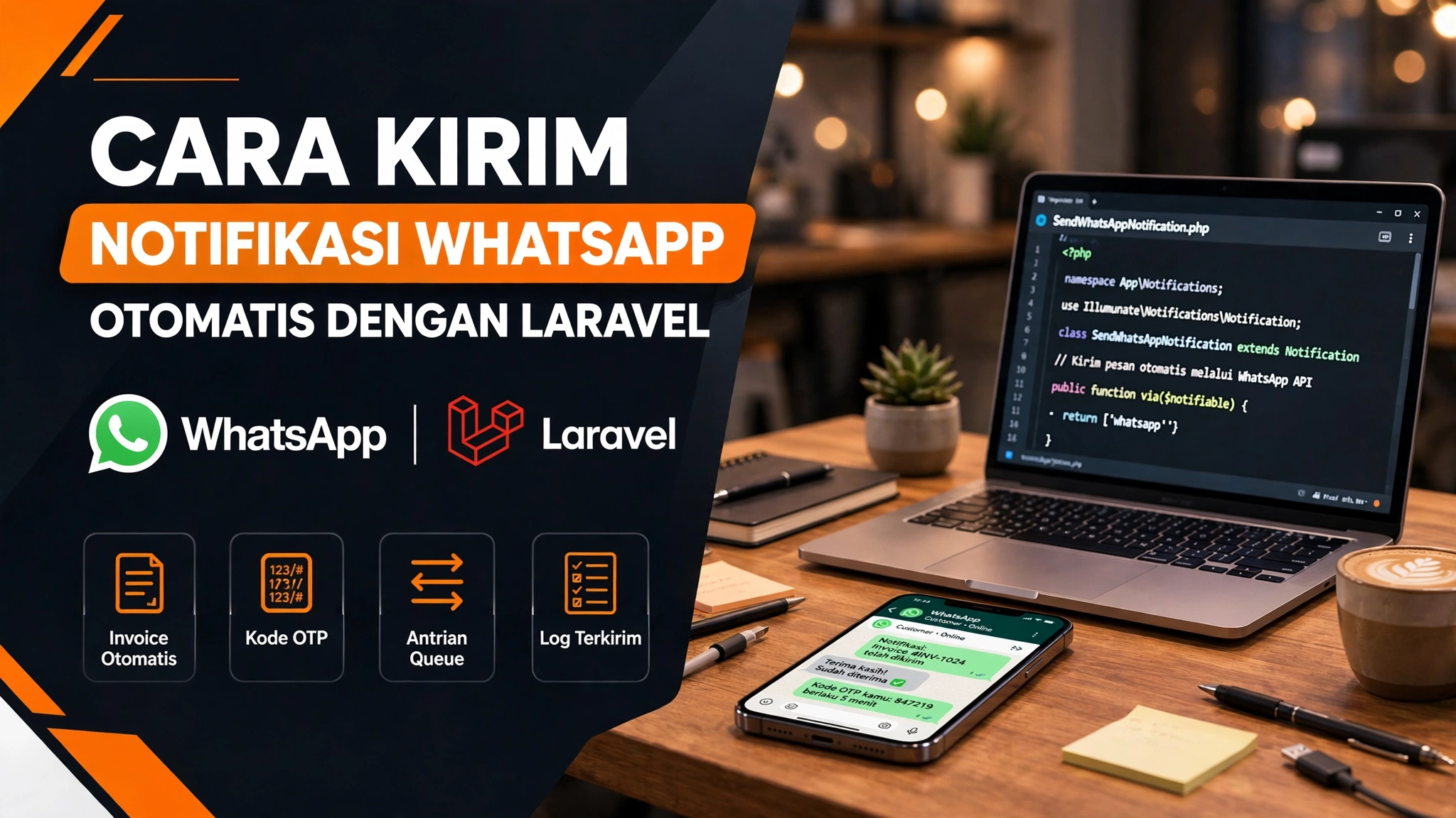 Cara Kirim Notifikasi WhatsApp Otomatis di Laravel: Panduan Lengkap + Queue (2026)