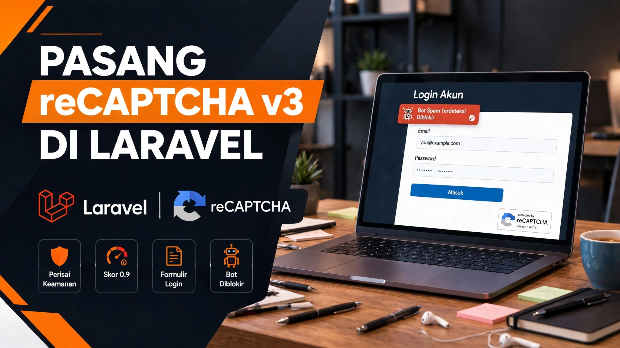 Cara Menambahkan Google reCAPTCHA v3 di Laravel: Anti Spam Tanpa Ganggu Pengunjung (Panduan 2026)