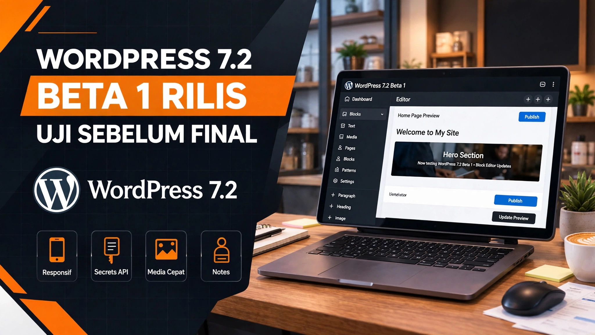 WordPress 7.2 Beta 1 Rilis 20 Oktober 2026: Fitur Baru & Checklist Uji Tema-Plugin Sebelum Final 8 Desember